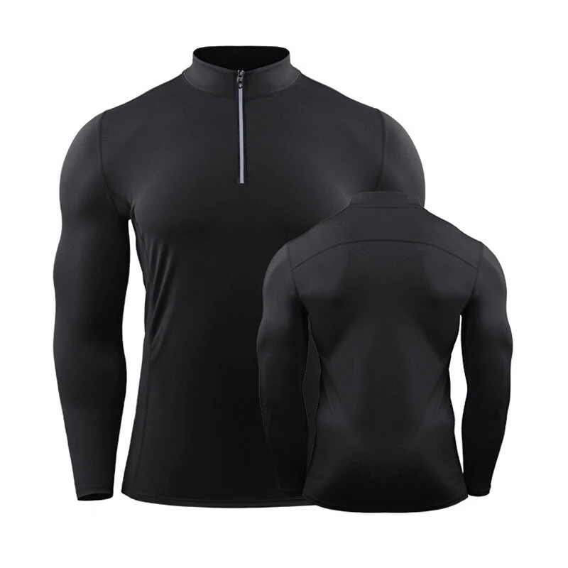 Men's Quick-drying Sports Shirts Breathable Elastic Zip Pullover Sweatshirt for Outdoor Basketball Running Training (image for) Men's Quick-drying Sports Shirts Breathable Elastic Zip Pullover Sweatshirt for Outdoor Basketball Running Training